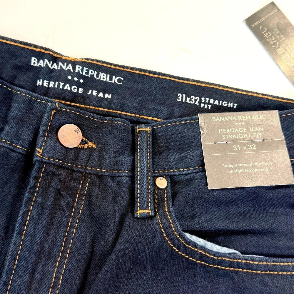 NEW Banana Republic Heritage Straight Fit Jeans Mens 31x32 Dark Wash Classic